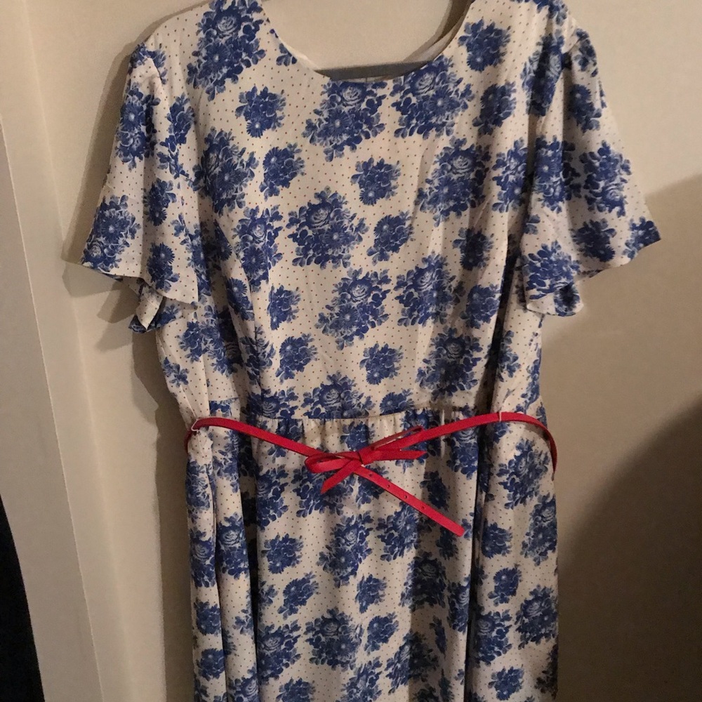 Blue and white chiffon dress. ModCloth